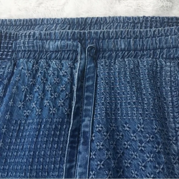 Johnny Was Sana Denim Pull-On Pant Embroidered Cargo Jogger Pants Size XL